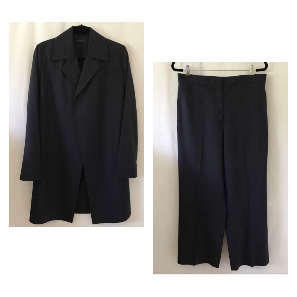 The Row 100% Silk Two-Piece Suit in Navy